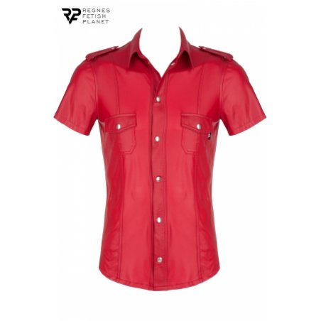 Chemise manches courtes wetlook rouge Carlo - Regnes - L - Rouge