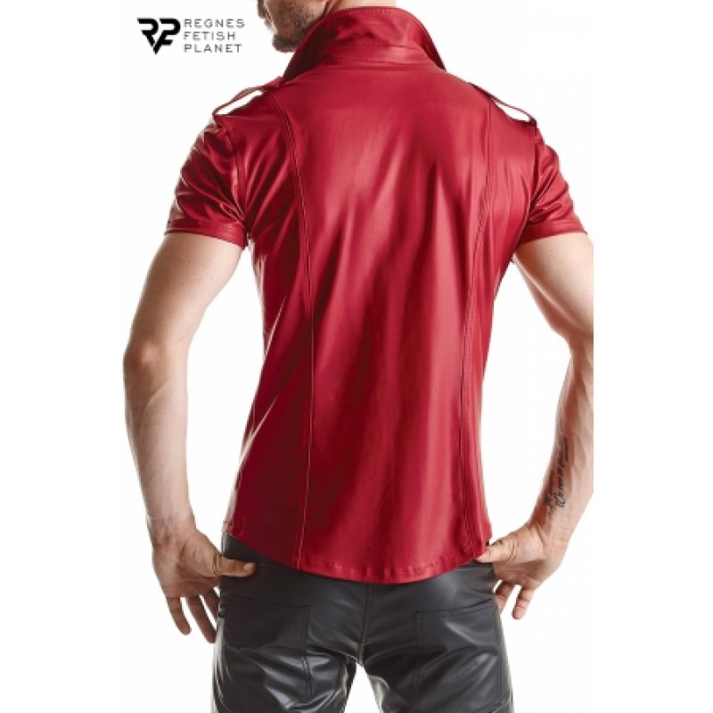 Chemise manches courtes wetlook rouge Carlo - Regnes - XXL - Rouge