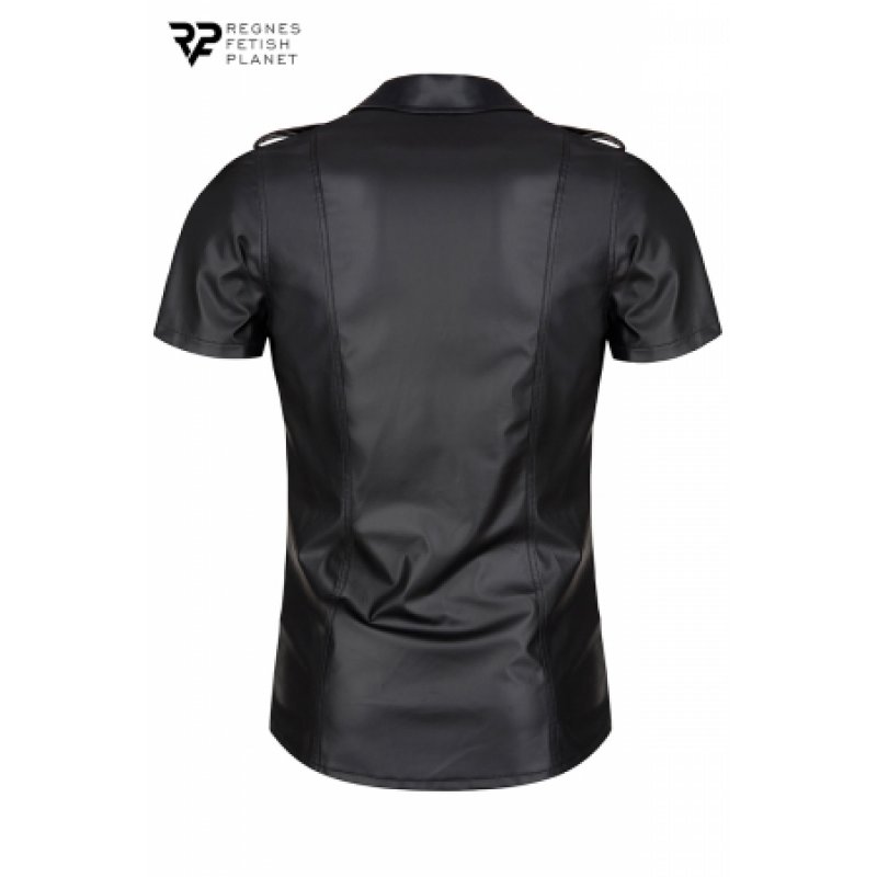 Chemise manches courtes wetlook noire Luca - Regnes - M - Noir