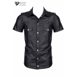 Chemise manches courtes wetlook noire Luca - Regnes - 4XL - Noir