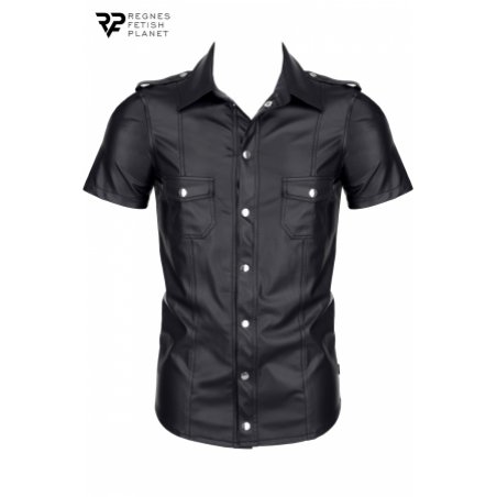 Chemise manches courtes wetlook noire Luca - Regnes - 4XL - Noir
