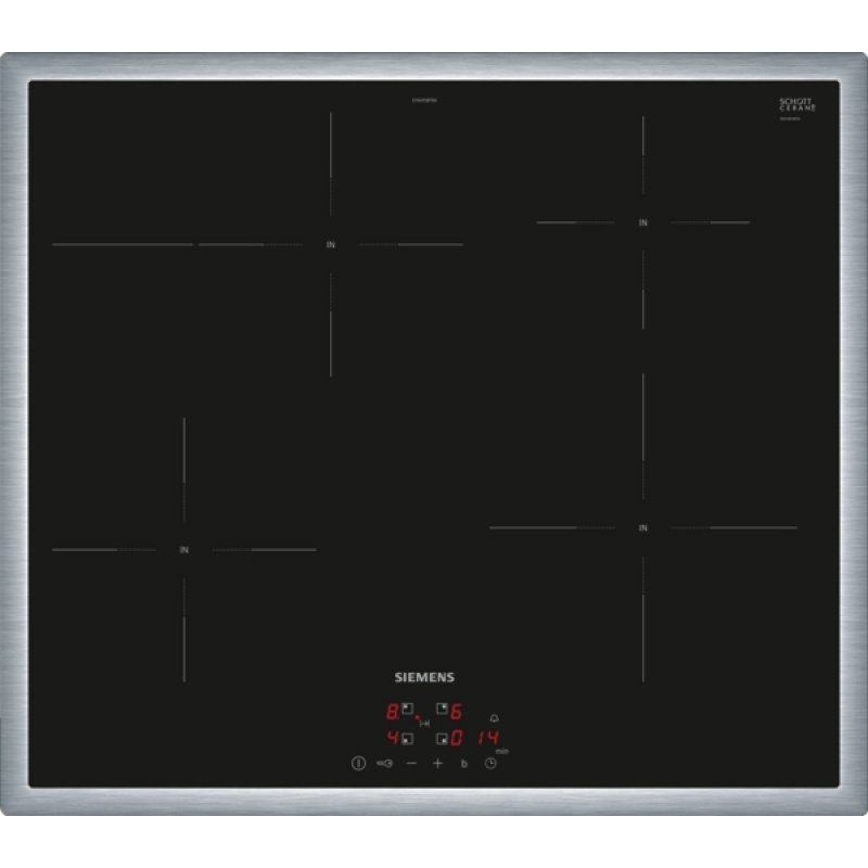 Siemens iQ300 EH645BFB6E hob Black, Stainless steel Built-in 60 cm Zone induction hob 4 zone(s)