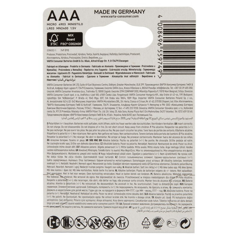 Battery Varta AAA 10x4