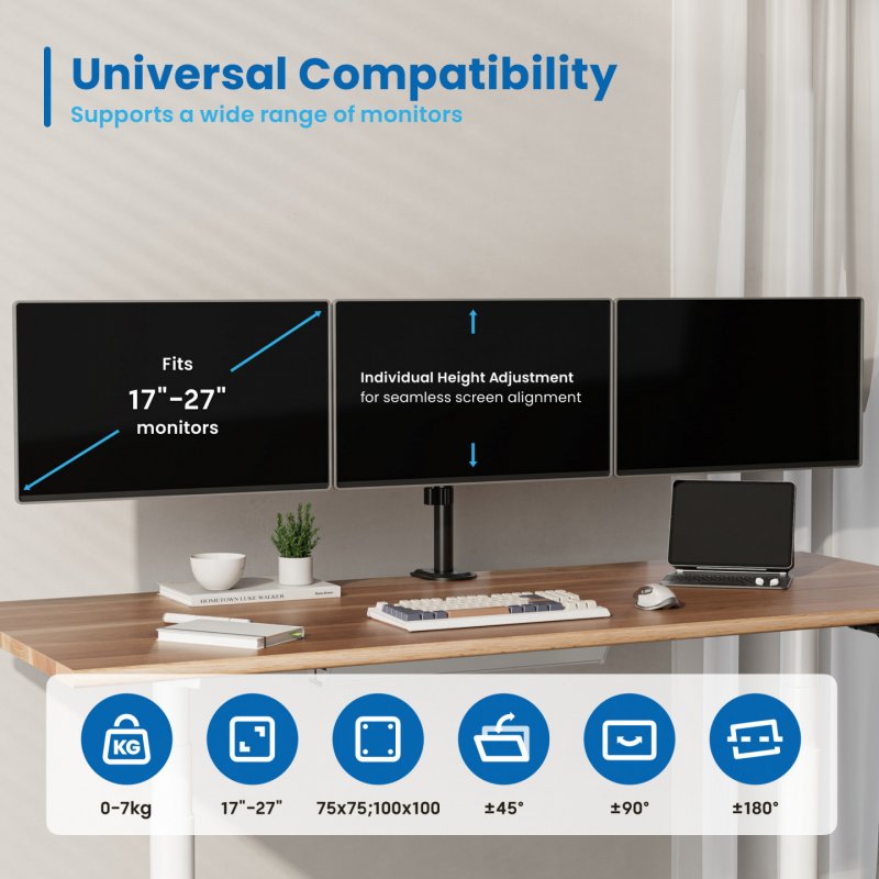Ewent EW1513 monitor mount / stand 68.6 cm (27") Black Desk
