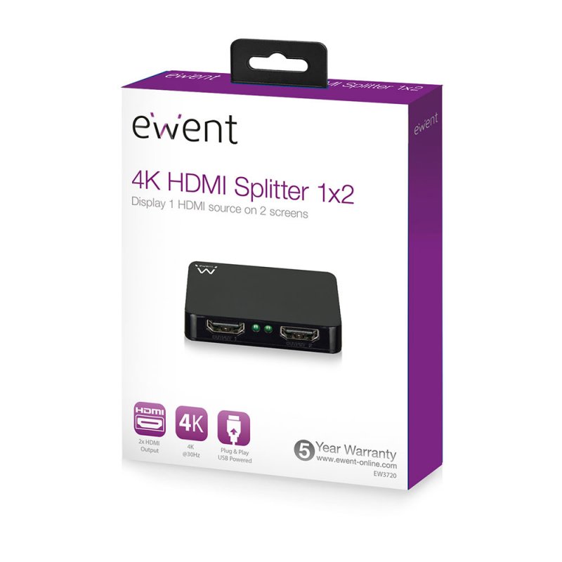 Ewent EW3720 video splitter HDMI 2x HDMI