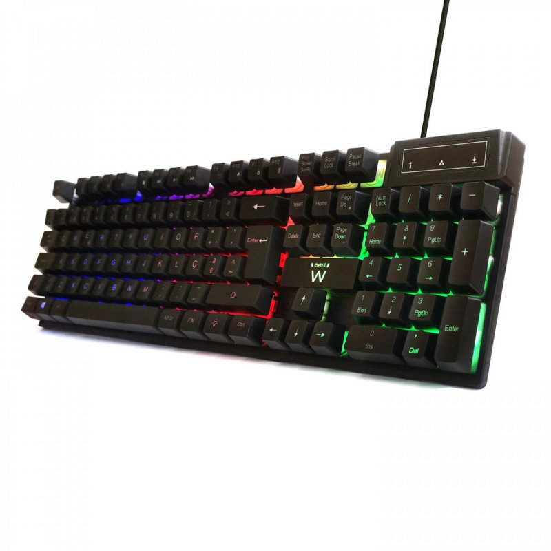 TECLADO PARA JUEGOS EWENT USB, ILUMINADO, DISEÑO PT.