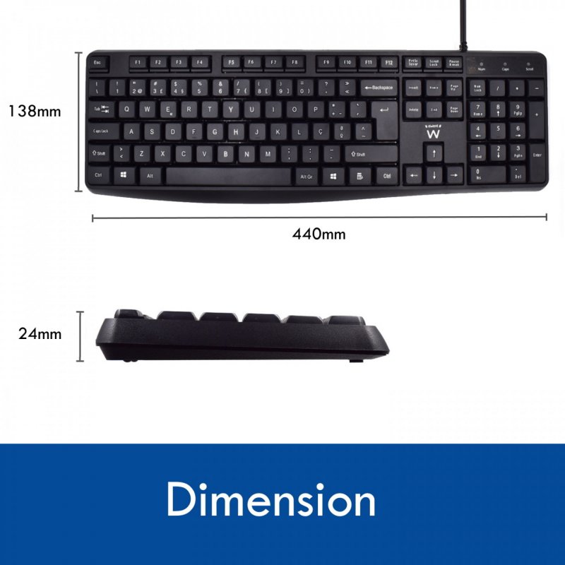 Ewent EW3002 keyboard USB QWERTY Portuguese Black