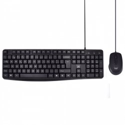 Ewent EW3007 clavier Souris incluse USB QWERTY Portuguais Noir