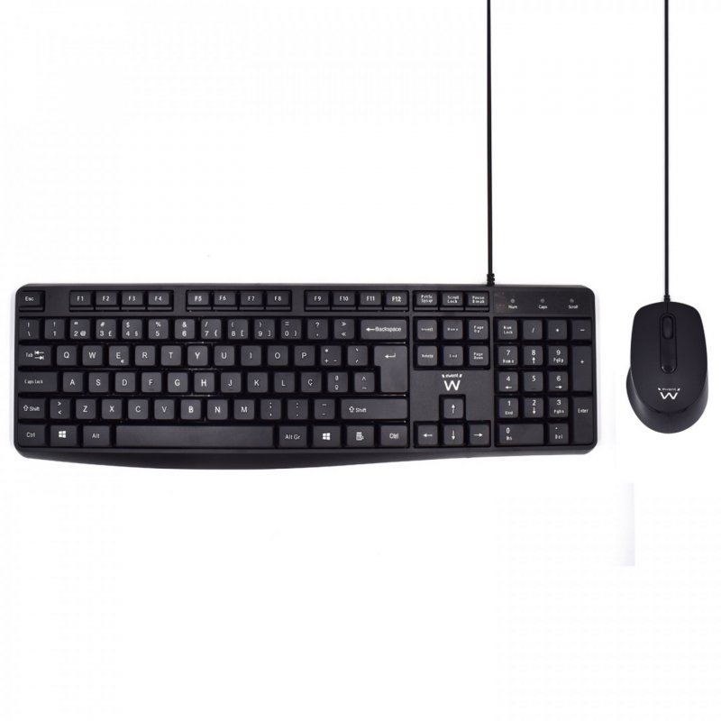 Ewent EW3007 keyboard Mouse included USB QWERTY Portuguese Black