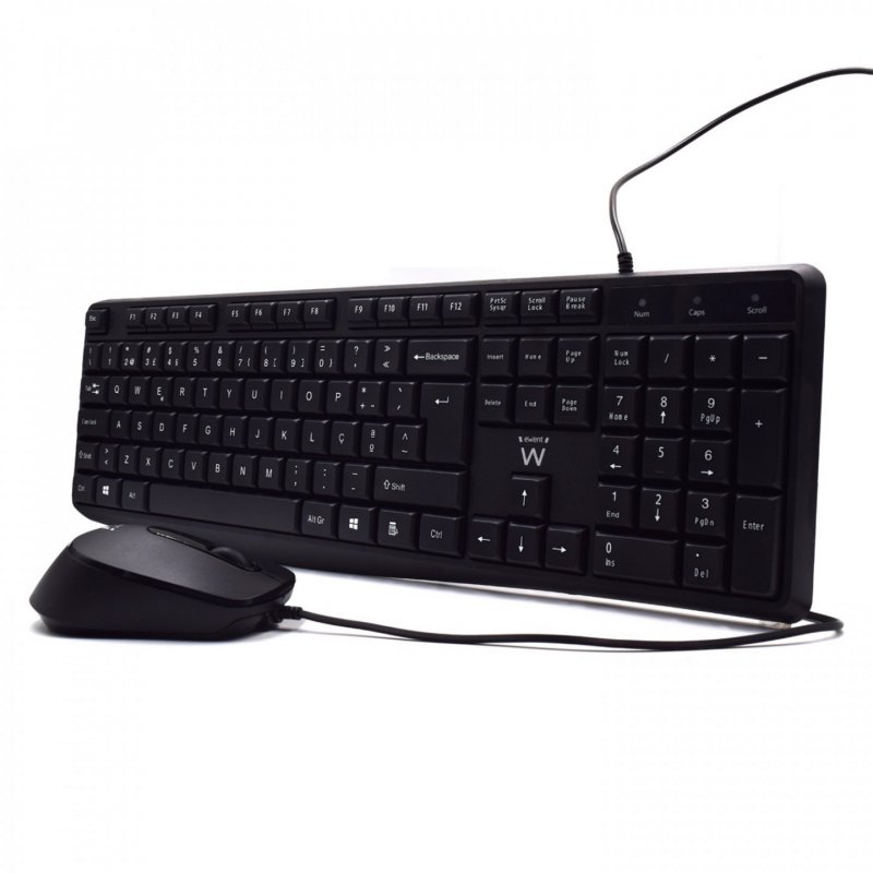 Ewent EW3007 clavier Souris incluse USB QWERTY Portuguais Noir