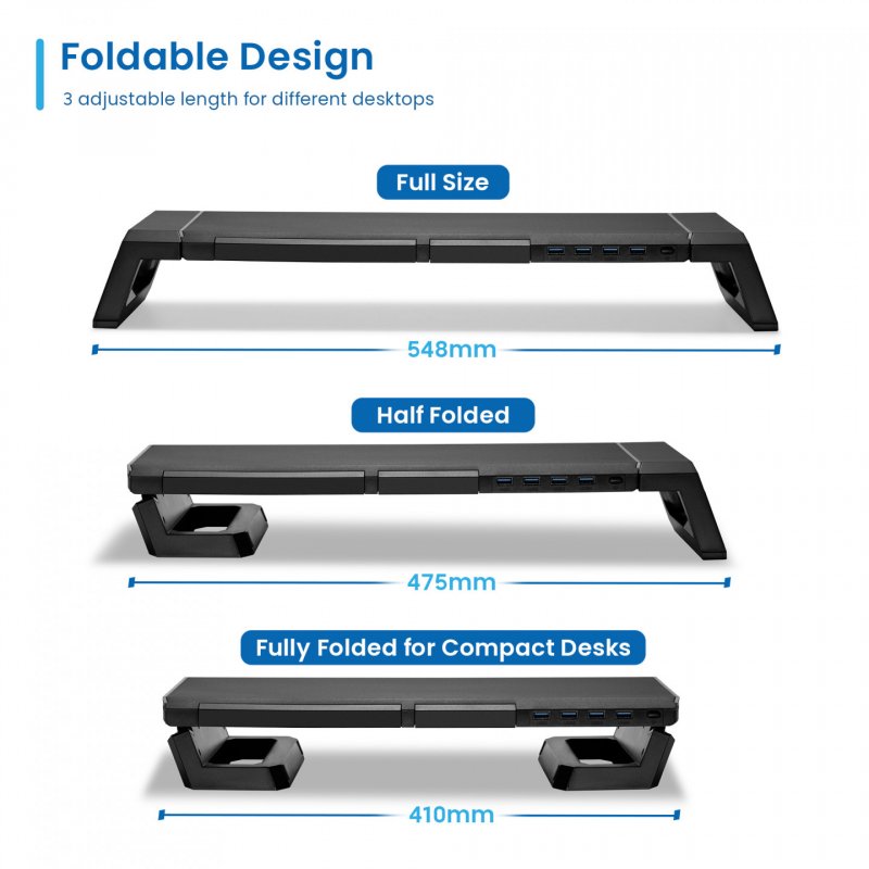 SOPORTE PLEGABLE MONITOR RGB CON CAJON SOPORTE PARA SMARTPHONE 4 PUERTOS.