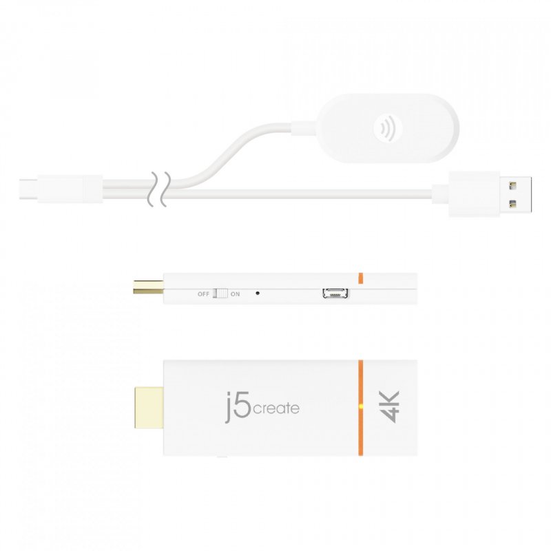 j5create JVAW76 ScreenCast 4K HDMI Wireless Display Adapter, White