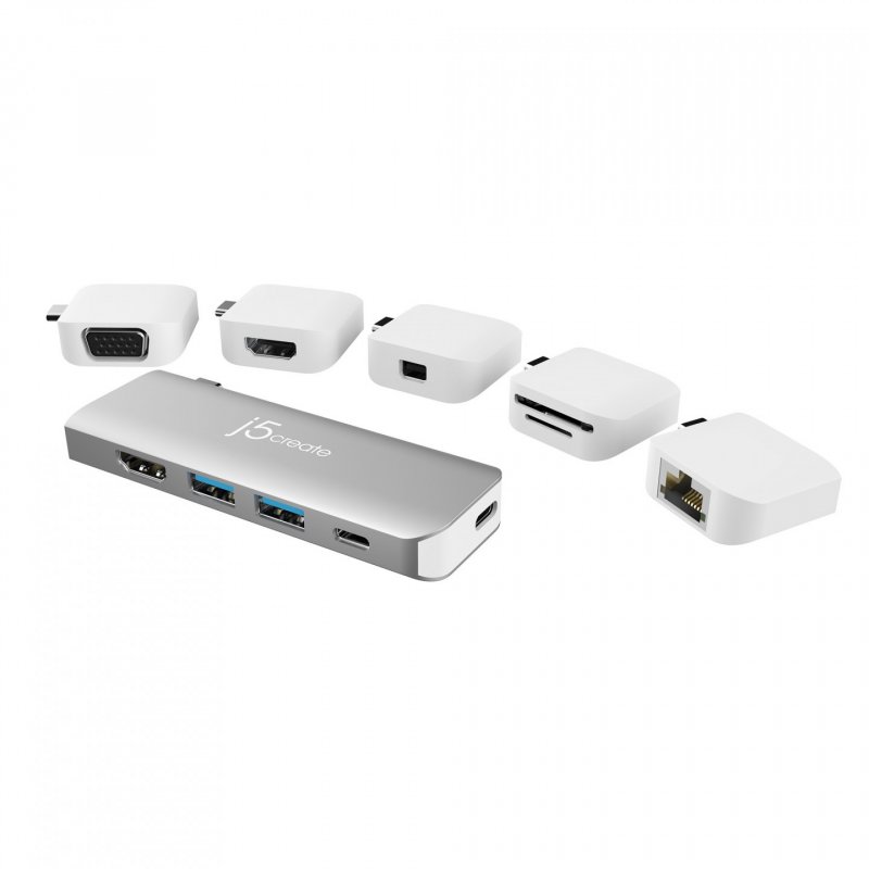 j5create - Modulare Dockingstation - HDMI, USB-C, VGA, 5 abnehmbaren Magnetkits