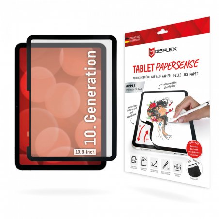 DISPLEX TABLET PAPERSENSE für iPad 10,9'' (10. Gen.) wieder ablösbare Schreibfolie und Zeichenfolie mit Paper Feeling