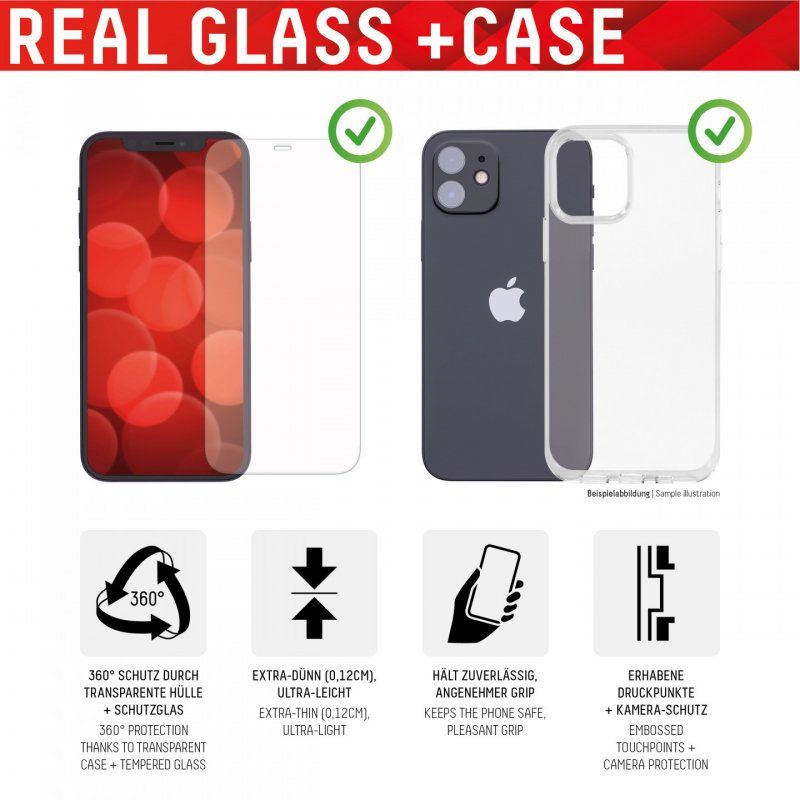 Displex Screen Protector (10H) Case for Apple iPhone 7/8/SE (2020/2022), Mounting Sticker, Case, Tempered Glass,