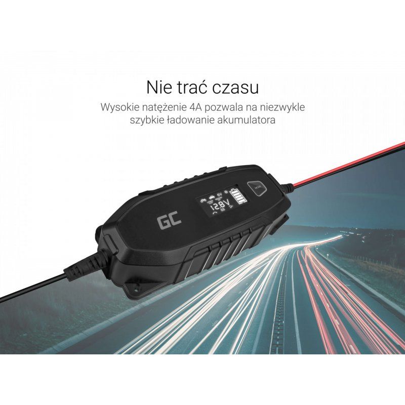 Green Cell Charger for accumulators 6V 12V 4A with diagnostics function 6/12 V Noir