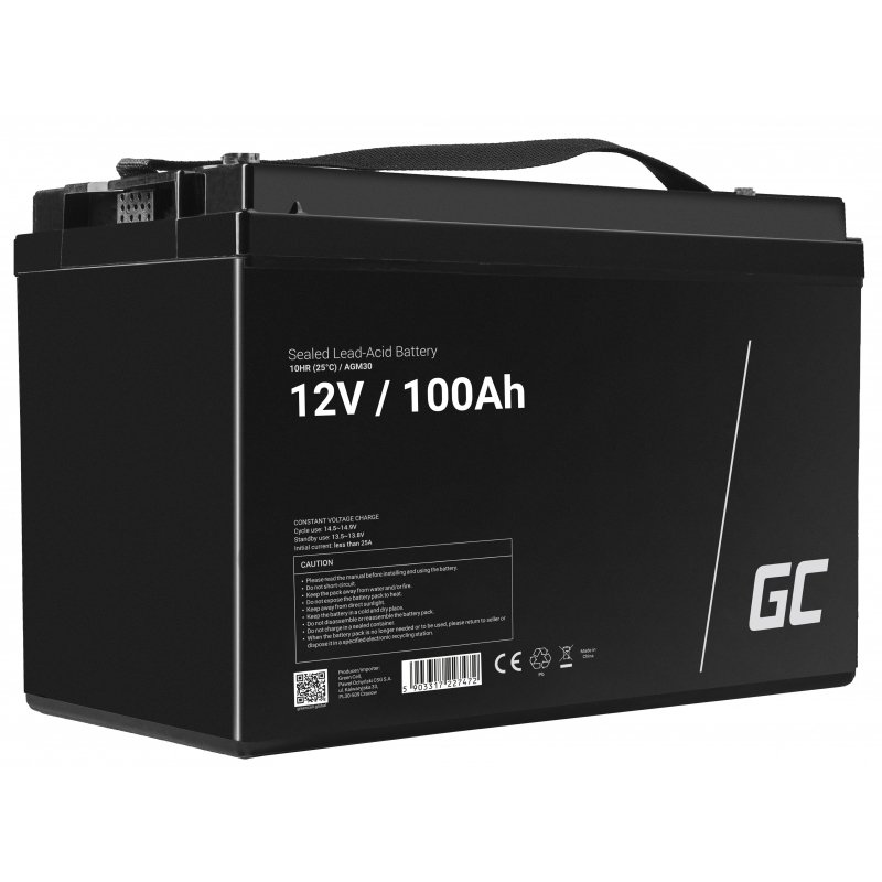 Green Cell AGM30 batterie de véhicule Sealed Lead Acid (VRLA) 100 Ah 12 V Marine / Loisirs