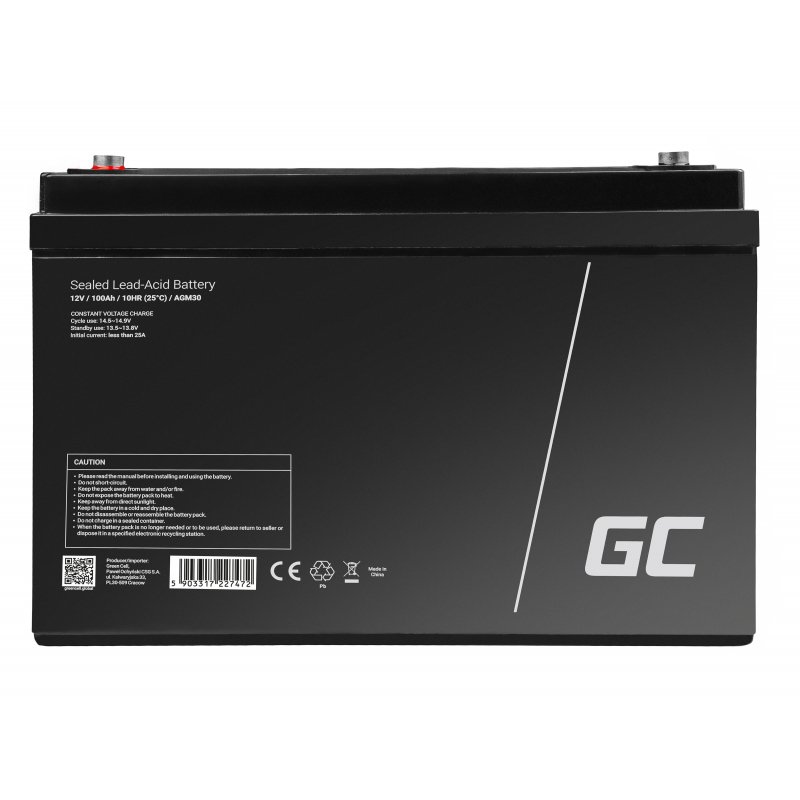 Green Cell AGM30 batterie de véhicule Sealed Lead Acid (VRLA) 100 Ah 12 V Marine / Loisirs