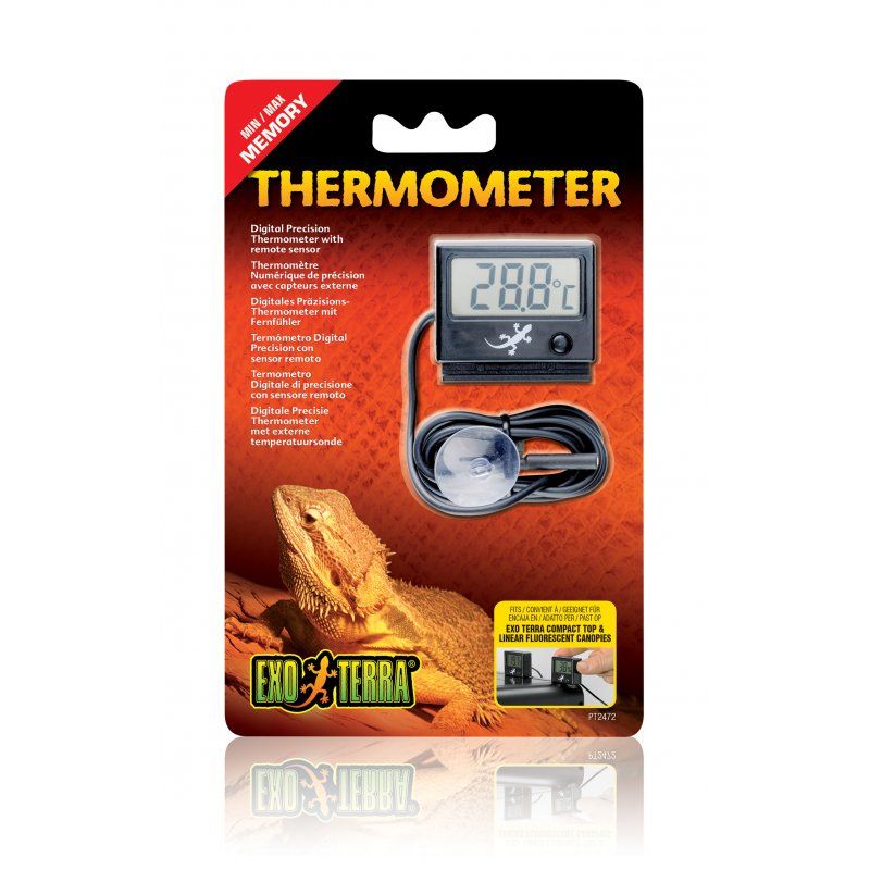 Exo Terra PT2472 thermomètre environnement Thermomètre électrique Terrarium Noir