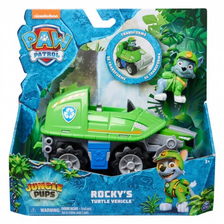 PAW Patrol - Pat Patrouille - Véhicule Figurine Rocky Jungle Pups - Voiture Figurine Pat Patrouille À Collectionner