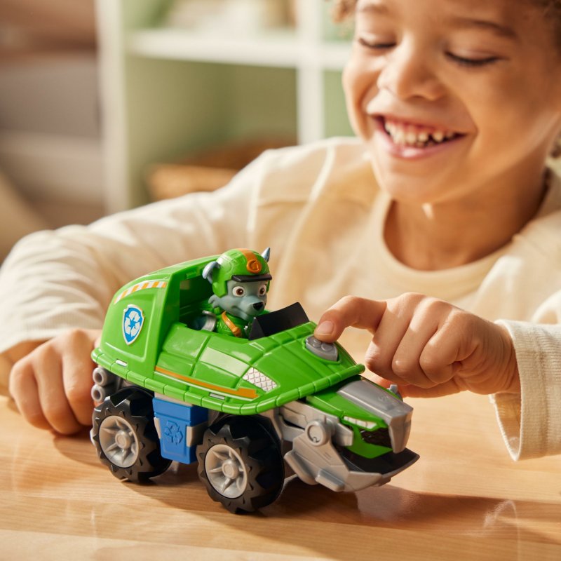 PAW Patrol Jungle Pups, Rocky Snapping Turtle Vehicle, Toy Truck with Collectible Action Figure, Kids Toys for Boys &