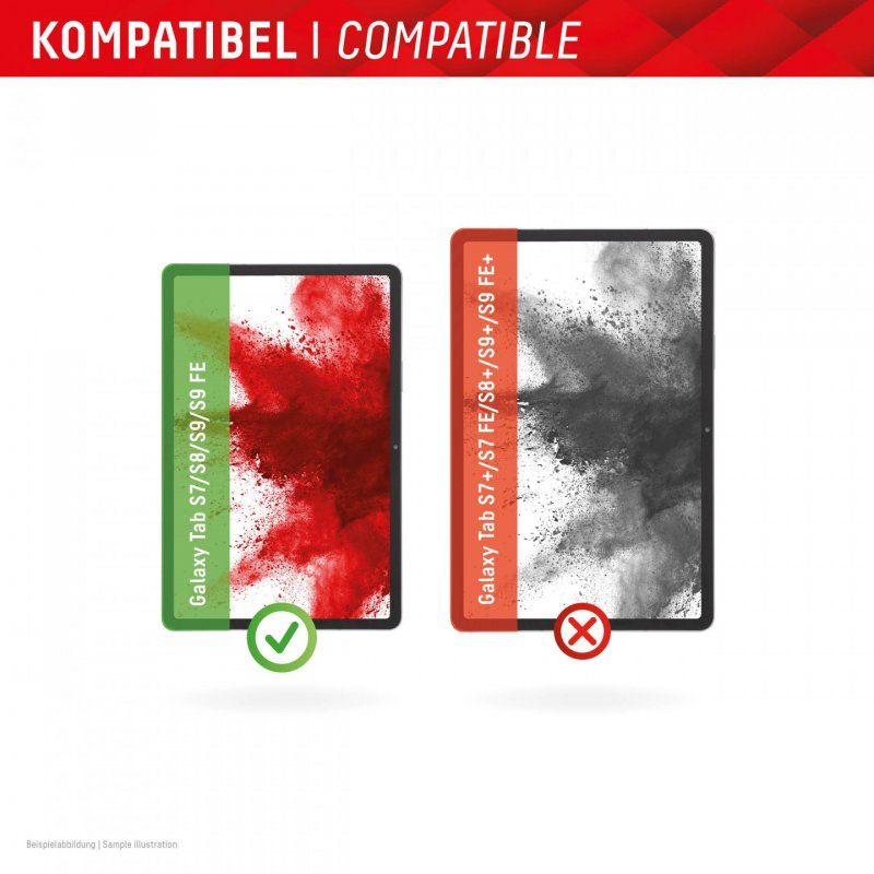 Displex Tablet Glass (9H) for Samsung Galaxy Tab S7/S8/S)/S9 FE, Eco Mounting Frame, unbreakable