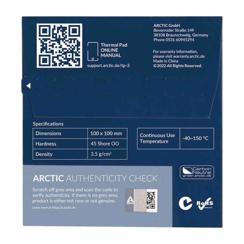 ARCTIC TP-3 Pad thermique