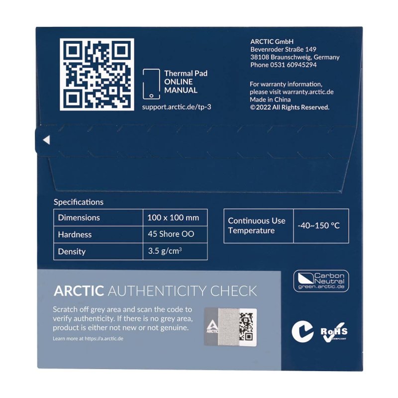 ARCTIC TP-3 Pad thermique