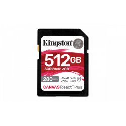 Kingston Technology 512GB Canvas React Plus SDXC UHS-II 280R/150W U3 V60 for Full HD/4K
