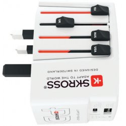 Skross - Adaptateur de voyage MUV PRO 3 pôles 1 USB charge rapide 1 Type C 2250 mA Blanc