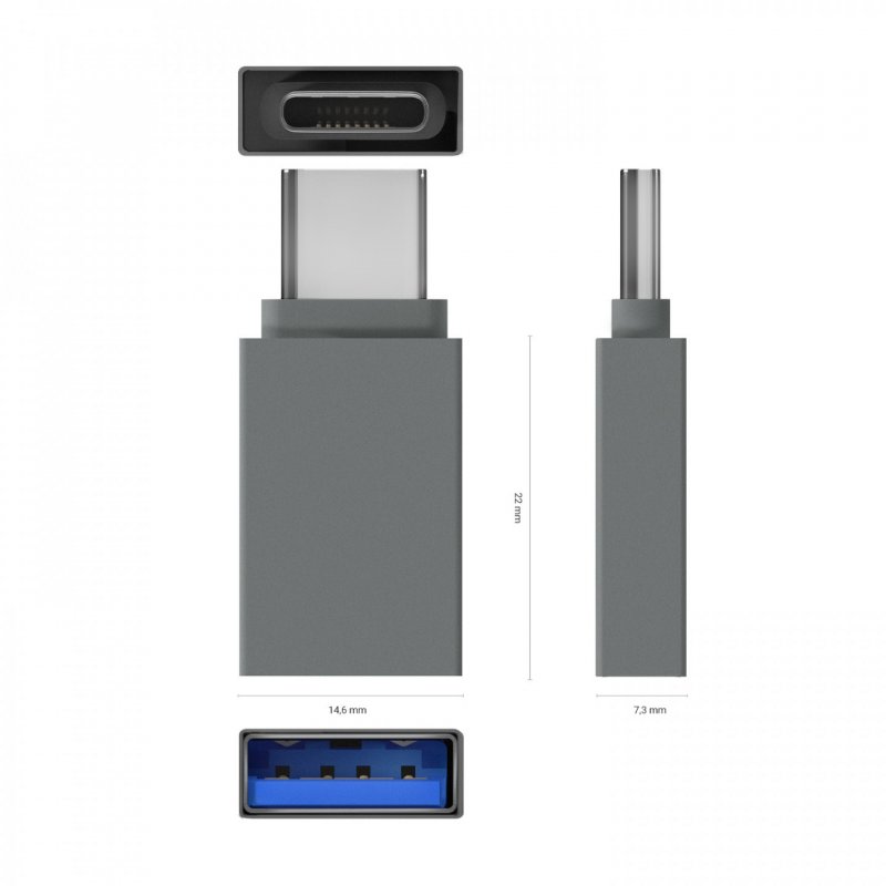 AISENS A108-0718 changeur de genre de câble USB-C USB-A Gris