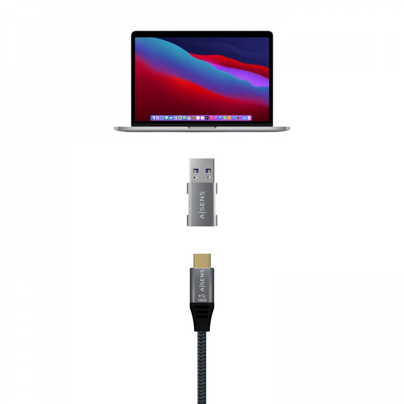 AISENS A108-0655 changeur de genre de câble USB C USB A Gris