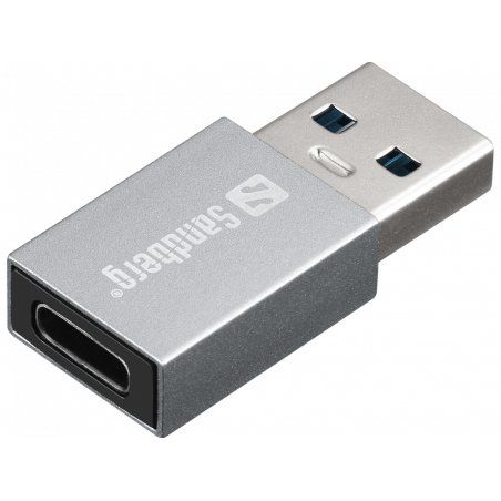 Sandberg USB 3.1 Gen1 Type-A Male to USB Type-C Female Converter Dongle, Aluminium