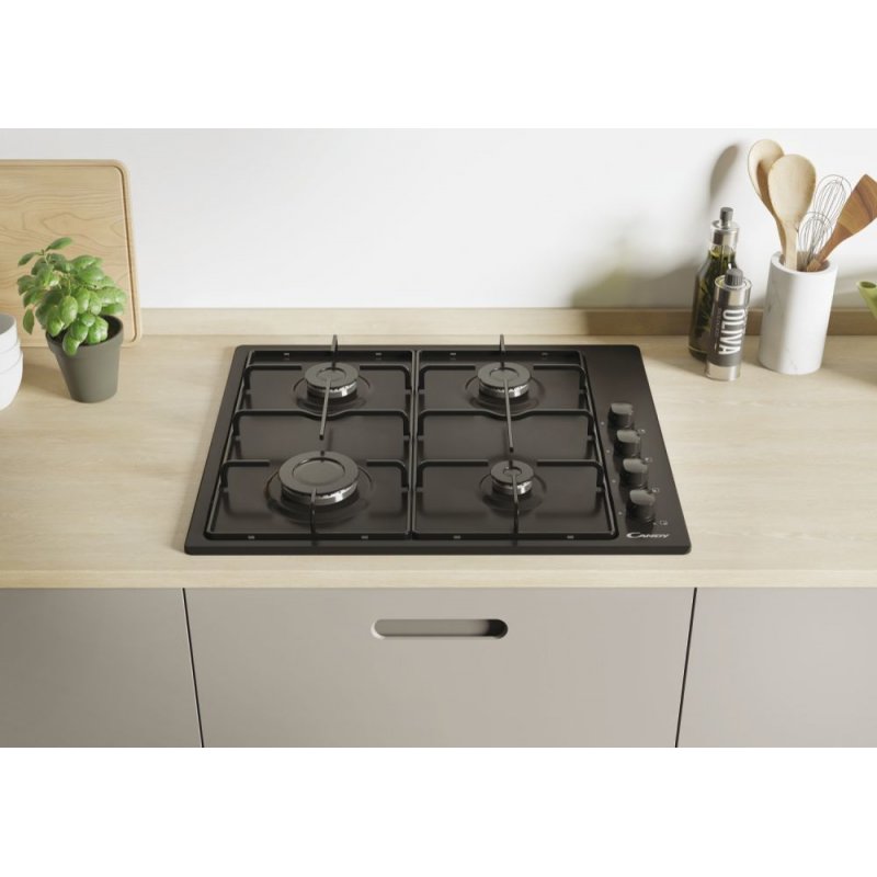Candy Idea CHW6LBB Black Built-in 60 cm Gas 4 zone(s)