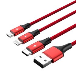 UNITEK C4049RD câble USB 1,2 m USB A USB C/Micro-USB B/Lightning Rouge
