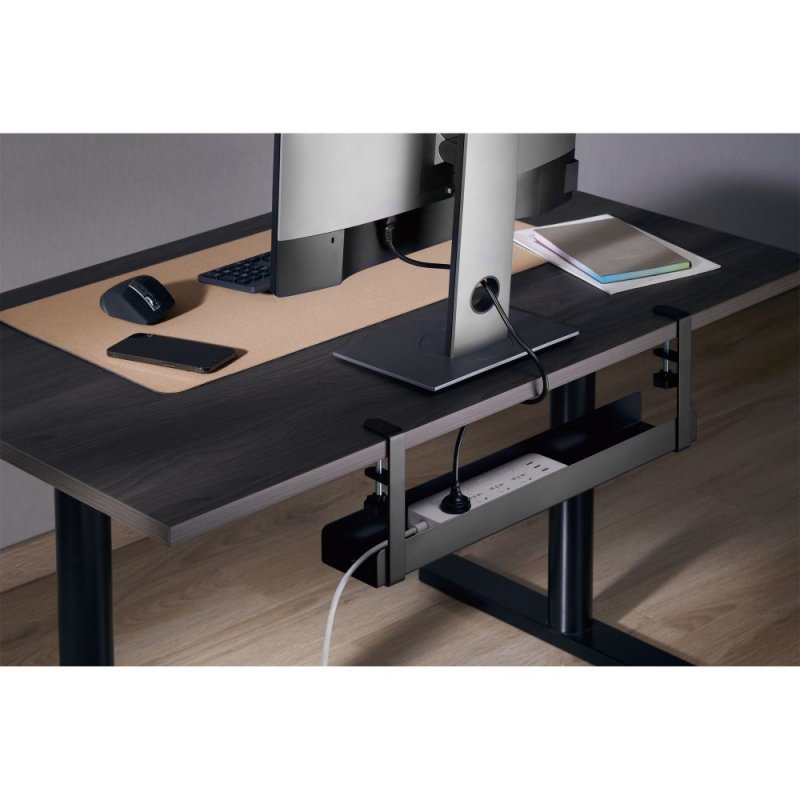 InLine Cable guide rail, for under-table mounting, with screw clamps, black