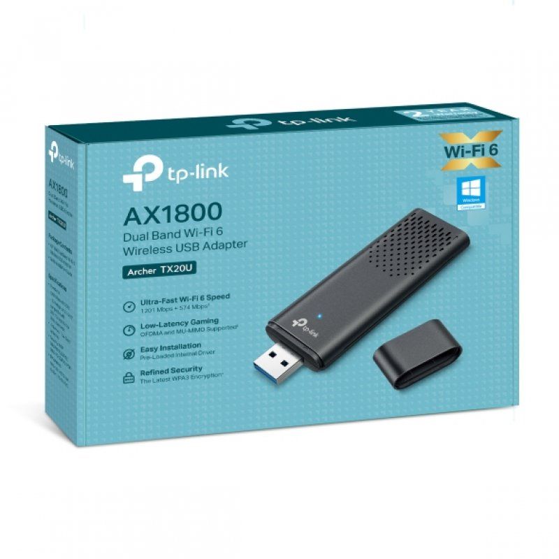 TP-LINK (Archer TX20U) AX1800 Dual Band Wi-Fi 6 Wireless USB Adapter, Dual Band, USB 3.0, MU-MIMO, OFDMA
