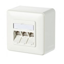 Module C6A 3 ports 180°M Boîtier blanc pur RAL9010