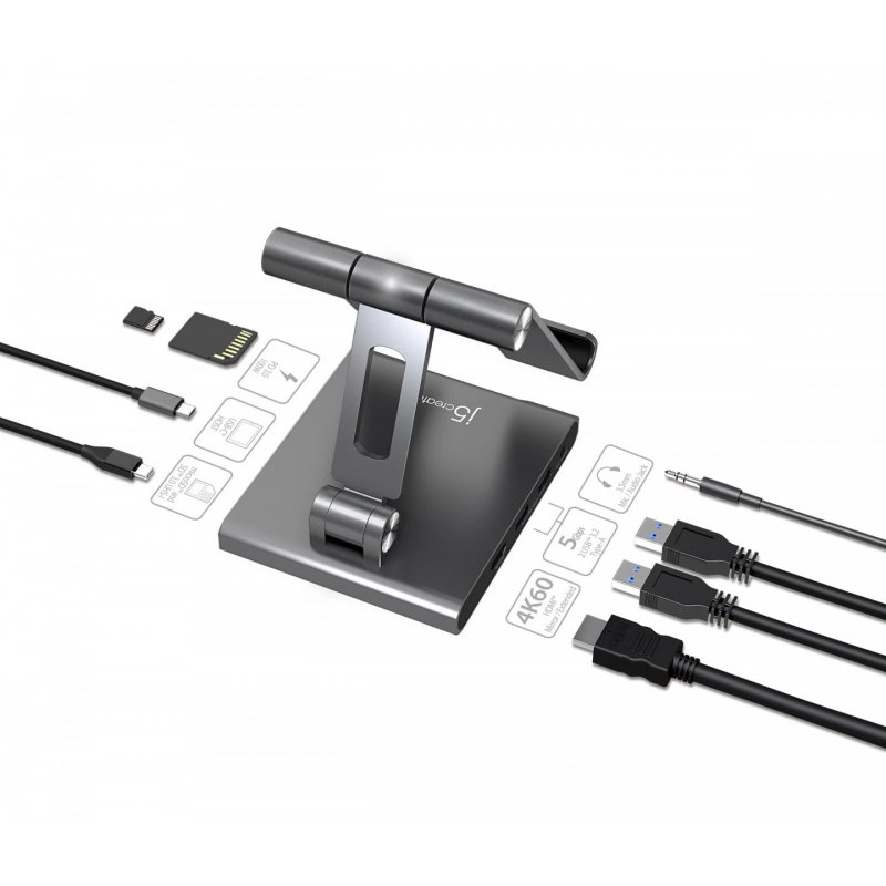 j5create JTS224 Multi-Angle Stand with Docking Station for iPad Pro