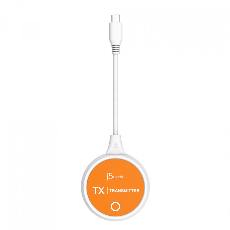 j5create JVAW62 ScreenCast USB-C Wireless Display HDMI™ Extender, White and Orange