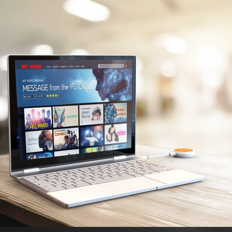 j5create JVAW62 ScreenCast USB-C Wireless Display HDMI™ Extender, White and Orange