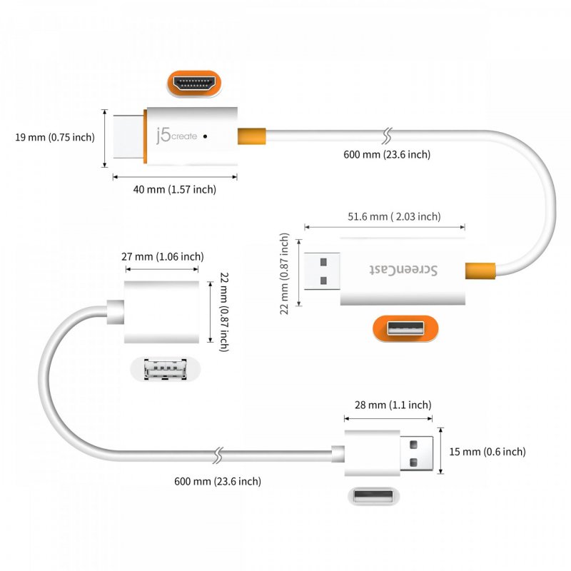 Nadajnik i odbiornik audio/video bezprzewodowy j5create ScreenCast HDMI™ Wireless Display kolor biały JVAW56-N