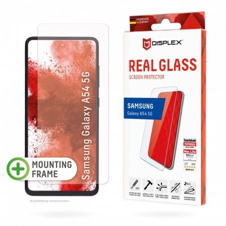 Displex Screen Protector (10H) for Samsung Galaxy A54 5G, Eco Mounting Frame, scratch resistant