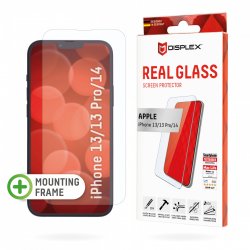 DISPLEX Panzerglas 2D/ Clear (10H) für iPhone 13/13 Pro/14 Eco-Montagerahmen, Tempered Glas, kratzer-resistente