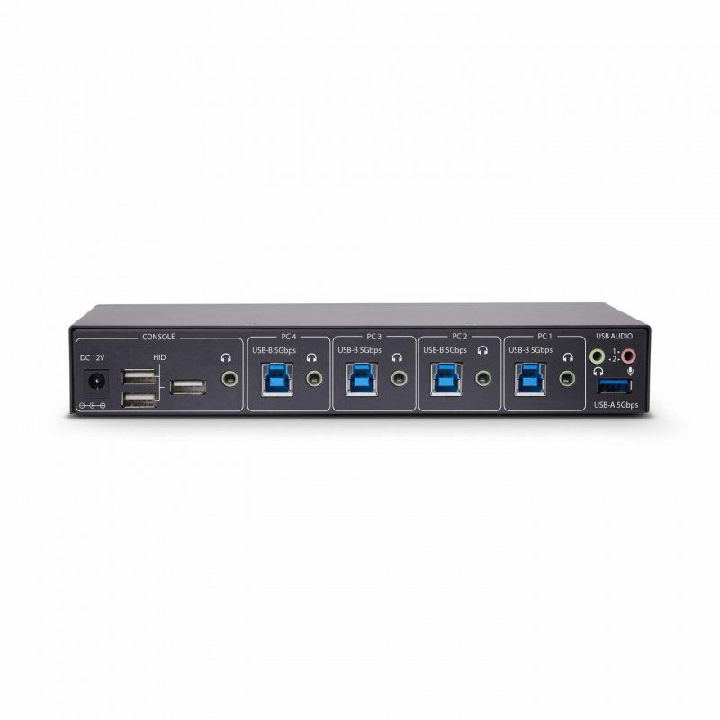 StarTech.com 4-Port KM Switch with Mouse Roaming, USB Switch for Keyboard/Mouse, 3.5mm/USB Audio, Perihperal Sharing