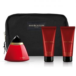 Set Mauboussin In Red Prestige, Femei, Eau De Parfum 100ml Gel de Dus 100ml Lotiune Corp 100ml Geanta Cosmetice