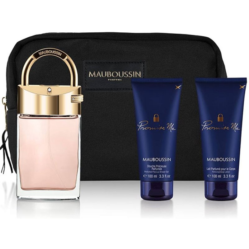 Set Mauboussin Promise Me, Femei, Eau De Parfum 90ml Gel de Dus 100ml Lotiune Corp 100ml Geanta Cosmetice