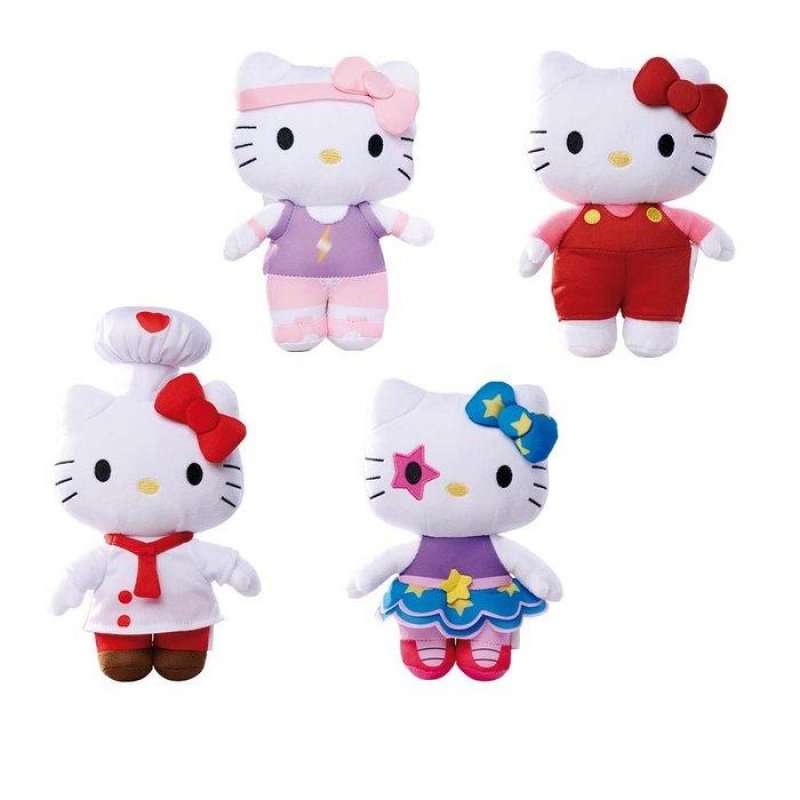 HELLO KITTY - Assortiment de 12 Peluches - 4 Modèles - 20cm