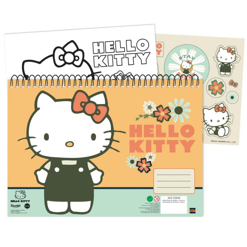 HELLO KITTY - Cahier de Dessin 40p. Stickers