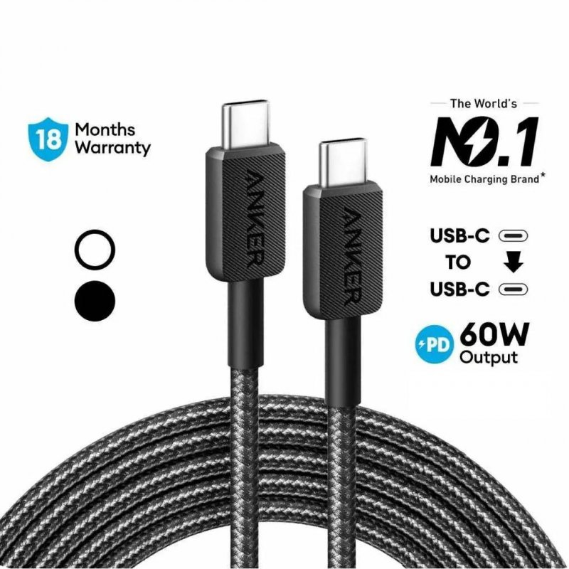 Anker 322 USB cable 1.8 m USB C Black